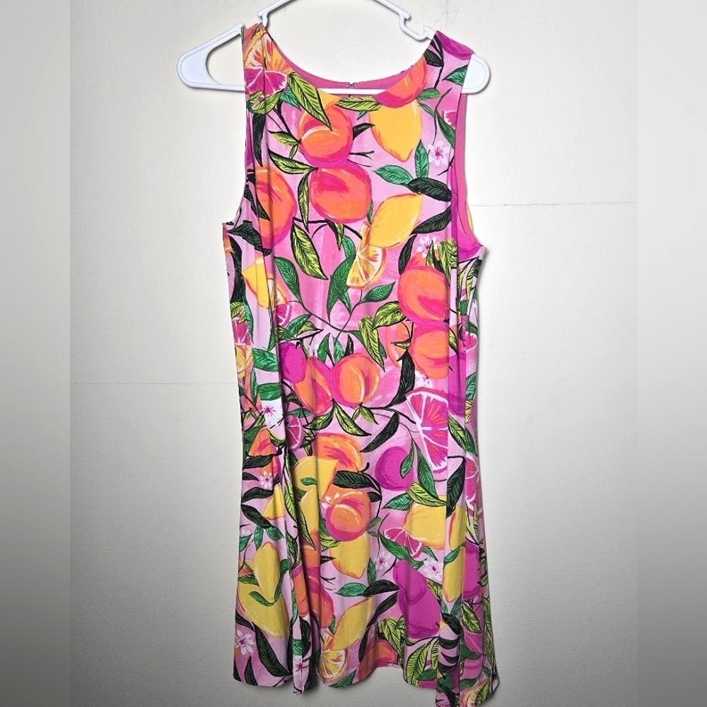 Women's Pappagallo Peachy Keen Sleeveless Vibrant Fruit Dress, Size‎ Large